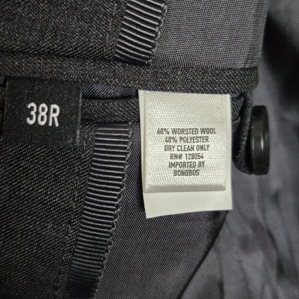 Bonobos Blazer Jacket Mens 38R Gray Slim Fit Wool Blend Pockets‎ Single Breasted